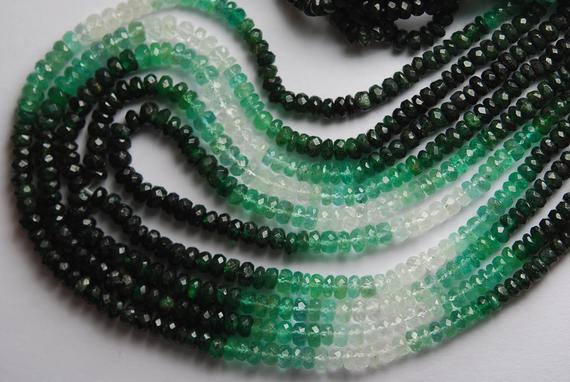 16 Inches Strand,aaa Quality, Natural Emerald Faceted Rondelles, Size 3-4mm, Super Wholsale Prices