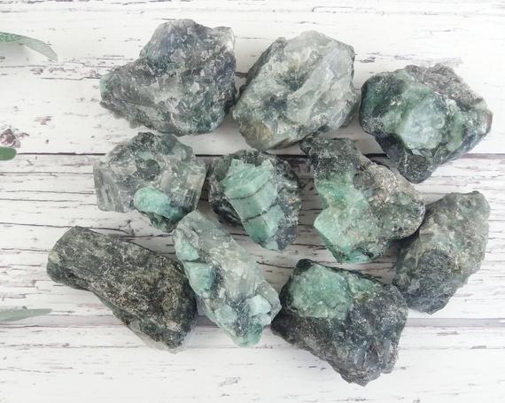 Emerald Self Care Healing Crystals, Reiki Infused Natural Emerald Rough Rocks, Raw Emerald Mindfulness Gift