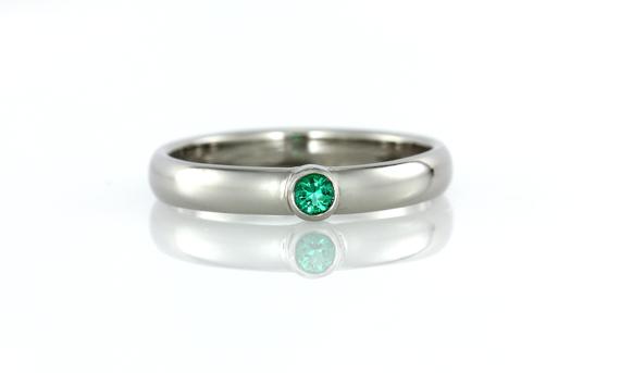 Emerald Engagement Ring | 14k Palladium White Gold | Wedding Band, Anniversary Gift, Promise Ring, May Birthstone Ring