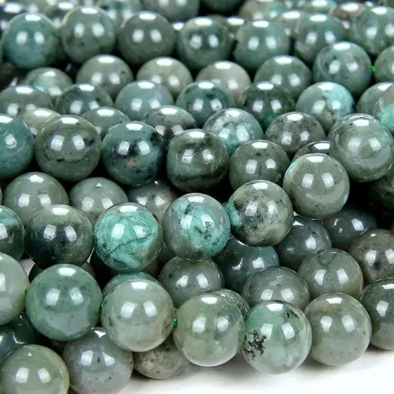 Sage Green Genuine 100% Natural Colombia Emerald Rare Precious Gemstone Grade Aa Round 7mm 8mm 9mm 10mm 11mm 12mm 13mm Loose Beads (d73)