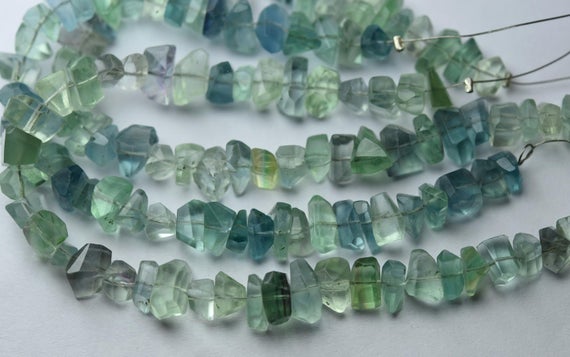 7 Inch Strand,natural Fluorite Faceted Fancy Nuggets  Shape Size 7-8mm