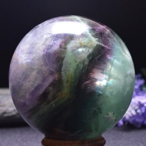 Natural Extra Green Purple Rainbow Tats Fluorite Crystal Sphere/Colorful Rocks/Healing Stone /Calming/ Reiki/Wicca/Chakra/Zen-85mm 1059g | Natural genuine stones & crystals in various shapes & sizes. Buy raw cut, tumbled, or polished gemstones for making jewelry or crystal healing energy vibration raising reiki stones. #crystals #gemstones #crystalhealing #crystalsandgemstones #energyhealing #affiliate #ad