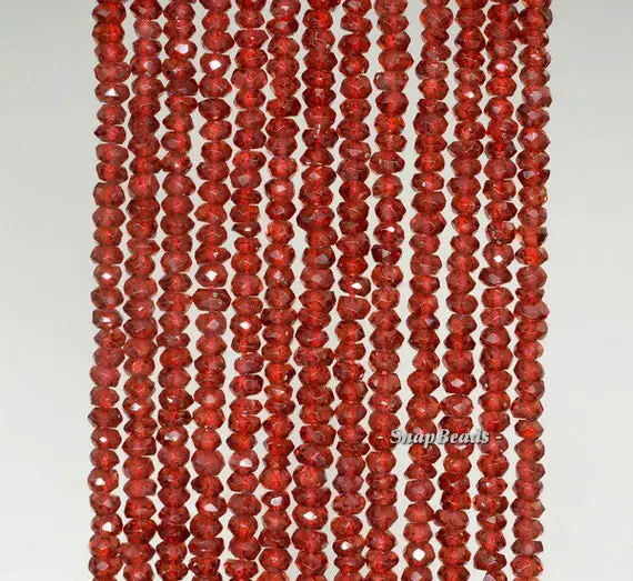 3x2mm-4x2mm Red Garnet Light Gemstone Grade Aaa Faceted Rondelle Loose Beads 14 Inch Full Strand (90187183-95)