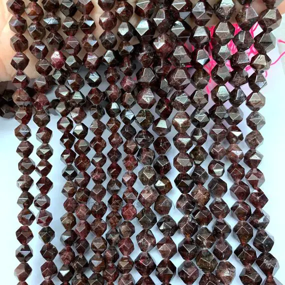 Dark Red Garnet Star Cut Faceted Beads 6mm 8mm,natural Garnet Gemstone Rose Cut Beads,faceted Garnet Focal Beads Sgeometric Cut Spacer Beads