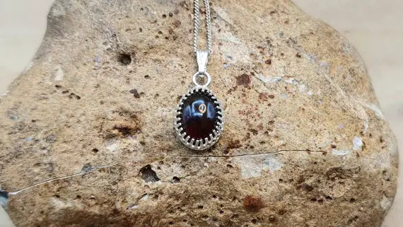 Tiny Garnet Pendant. Reiki Jewelry Uk. January Birthstone. Dark Red 10x8mm 2nd Anniversary Gemstone. Minimalist Necklace