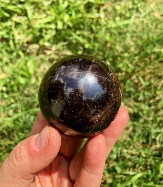 Garnet Stone Sphere - Garnet Star Stone - Polished Garnet Ball - Red Healing Crystal- Root Chakra Stone - Polished Star Garnet Sphere