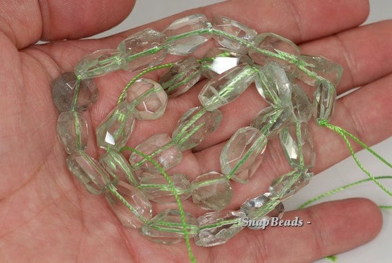 17x11-11x8mm Green Amethyst Gemstone Faceted Nugget Loose Beads 7.5 Inch Half Strand (90191230-b24-542)