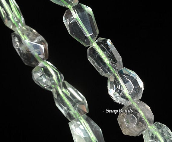17x11-11x8mm Green Amethyst Gemstone Faceted Nugget Loose Beads 7.5 Inch Half Strand Lot 1,2 And 6 (90191230-b24-542)
