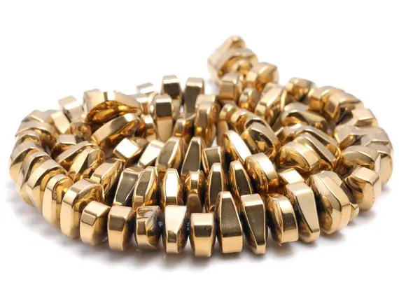 12x5mm Gold Hematite Gemstone Nugget Loose Beads 15 Inch Full Strand (80000181-a42)