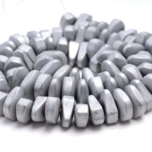 Shop Hematite Chip & Nugget Beads! 12X5MM Matte Silver Hematite Gemstone Nugget Loose Beads 15.5 inch Full Strand (80000251-A46) | Natural genuine chip Hematite beads for beading and jewelry making.  #jewelry #beads #beadedjewelry #diyjewelry #jewelrymaking #beadstore #beading #affiliate #ad
