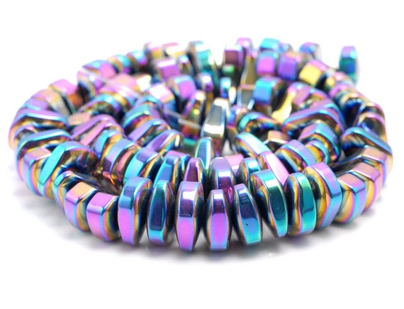 12x5mm Rainbow Hematite Gemstone Nugget Loose Beads 15.5 Inch Full Strand (80000184-a42)