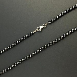 Shop Hematite Jewelry! Women Necklace, Hematite Necklace, Natural Stone Beads Necklace, 925 Silver Clasp 3mm 4mm | Natural genuine Hematite jewelry. Buy crystal jewelry, handmade handcrafted artisan jewelry for women.  Unique handmade gift ideas. #jewelry #beadedjewelry #beadedjewelry #gift #shopping #handmadejewelry #fashion #style #product #jewelry #affiliate #ad