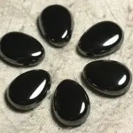HEMATITE Gemstone 30mm TEAR DROP Black Goth Pendant Necklace Jewellery