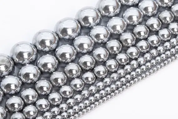 Silver Hematite Beads Grade Aaa Gemstone Round Loose Beads 2mm 3mm 4mm 6mm 8mm 10mm 11-12mm Bulk Lot Options