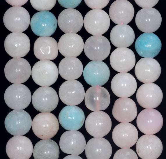 9mm Genuine Hemimorphite Light Pink Blue Gemstone Rare Nugget Round Loose Beads 7.5 Inch Half Strand (80004792 H-449)