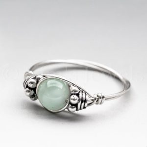 Soft Green Hemimorphite Bali Sterling Silver Wire Wrapped Gemstone BEAD Ring – Made to Order, Ships Fast! | Natural genuine Gemstone rings, simple unique handcrafted gemstone rings. #rings #jewelry #shopping #gift #handmade #fashion #style #affiliate #ad
