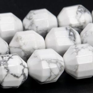 Shop Howlite Faceted Beads! 11x10MM Howlite Beads Faceted Bicone Barrel Drum Grade AAA Genuine Natural Gemstone Loose Beads 15" / 7.5" Bulk Lot Options (115640) | Natural genuine faceted Howlite beads for beading and jewelry making.  #jewelry #beads #beadedjewelry #diyjewelry #jewelrymaking #beadstore #beading #affiliate #ad