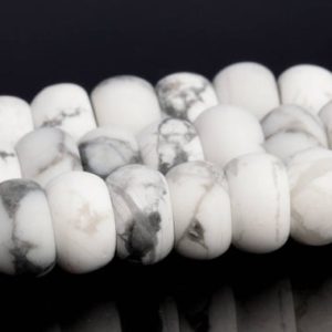 Shop Howlite Rondelle Beads! 8x5MM Matte White Howlite Beads Grade AAA Genuine Natural Gemstone Full Strand Rondelle Loose Beads 15" / 7.5" Bulk Lot Options (103501) | Natural genuine rondelle Howlite beads for beading and jewelry making.  #jewelry #beads #beadedjewelry #diyjewelry #jewelrymaking #beadstore #beading #affiliate #ad