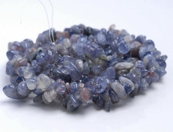 7-8mm  Iolite Gemstone Pebble Nugget Chip Loose Beads 34 Inch  (80001796-a18)