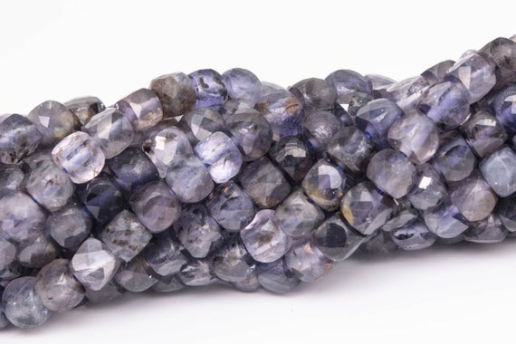 4mm Deep Color Iolite Beads Faceted Cube Grade Aa Genuine Natural Gemstone Loose Beads 15"/7.5" Bulk Lot Options (111750)