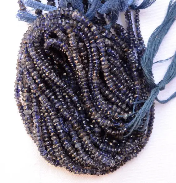 Iolite Rondelle Beads, Iolite Gemstone Rondelle Beads, Faceted Iolite Loose Beads, Gemstone For Jewelry 3mm To 6mm 13" #pp3059