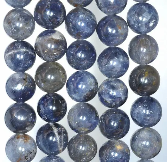 10mm Blue Iolite Gemstone Grade A Round Loose Beads 7 Inch Half Strand (80001168-a158)