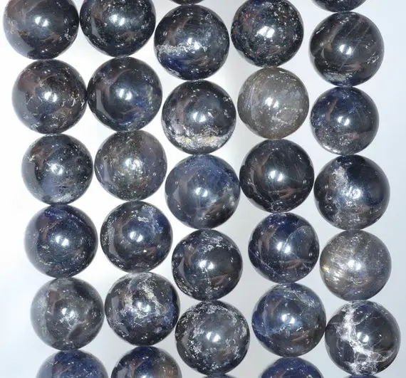 14mm Dark Blue Iolite Gemstone Grade A Round Loose Beads 7.5 Inch Half Strand (80001174-a159)