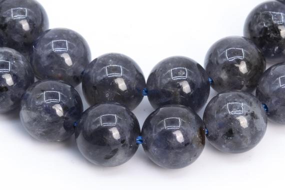Genuine Natural Iolite Gemstone Beads 8-9mm Blue Purple Round A Quality Loose Beads (112726)