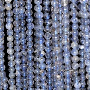 Shop Iolite Round Beads! 4mm Bermudan Blue Iolite Gemstone, Grade A, Grey Blue, Round 4mm-5mm Loose Beads 16 inch Full Strand (90146325-163) | Natural genuine round Iolite beads for beading and jewelry making.  #jewelry #beads #beadedjewelry #diyjewelry #jewelrymaking #beadstore #beading #affiliate #ad