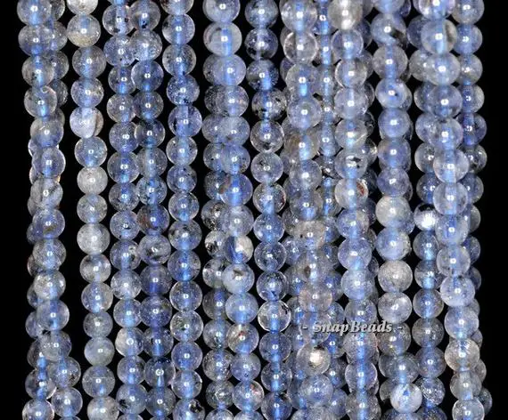 4mm Bermudan Blue Iolite Gemstone, Grade A, Grey Blue, Round 4mm-5mm Loose Beads 16 Inch Full Strand (90146325-163)