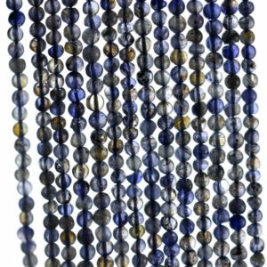 Shop Iolite Round Beads! 4mm Bermudan Blue Iolite Gemstone Grade B Blue Round Loose Beads 14 inch Full Strand (90184947-899) | Natural genuine round Iolite beads for beading and jewelry making.  #jewelry #beads #beadedjewelry #diyjewelry #jewelrymaking #beadstore #beading #affiliate #ad