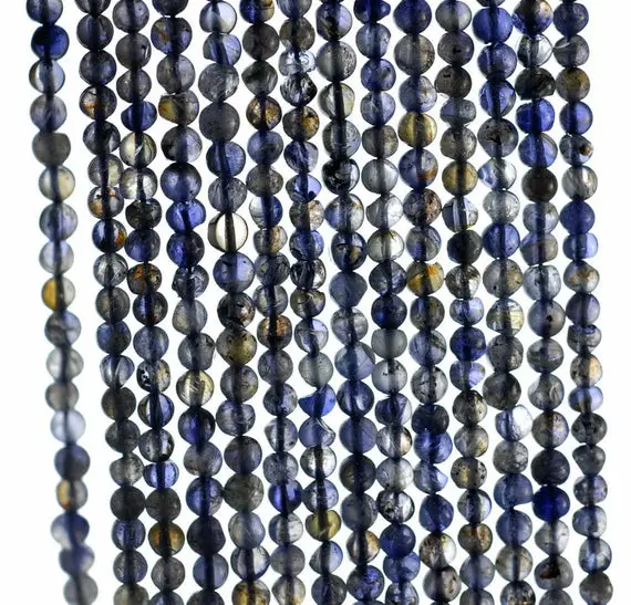 4mm Bermudan Blue Iolite Gemstone Grade B Blue Round Loose Beads 14 Inch Full Strand (90184947-899)