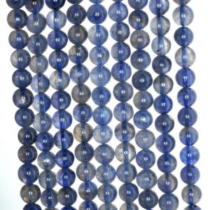 Shop Iolite Round Beads! 5mm-6mm Bermudan Blue Iolite Gemstone Grade AA Round Loose Beads 16 inch Full Strand (90182393-119) | Natural genuine round Iolite beads for beading and jewelry making.  #jewelry #beads #beadedjewelry #diyjewelry #jewelrymaking #beadstore #beading #affiliate #ad