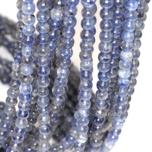 Shop Iolite Round Beads! 5mm Bermudan Blue Iolite Gemstone Grade AA Blue Round 5mm-6mm Loose Beads 16 inch Full Strand (90146322-163) | Natural genuine round Iolite beads for beading and jewelry making.  #jewelry #beads #beadedjewelry #diyjewelry #jewelrymaking #beadstore #beading #affiliate #ad