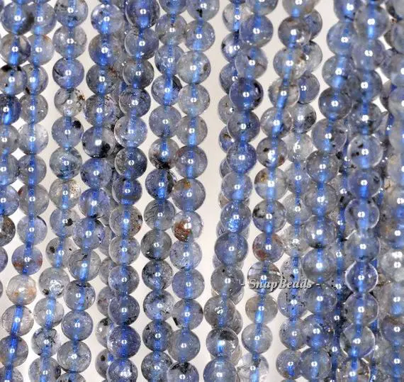 5mm Bermudan Blue Iolite Gemstone Grade A Blue Round 5mm-6mm Loose Beads 16 Inch Full Strand (90146320-163)