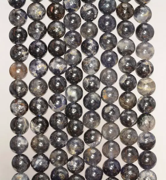6mm-7mm Bermudan Dark Blue Iolite Gemstone Round Loose Beads 15.5 Inch Full Strand (90182396-119)