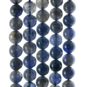 Shop Iolite Round Beads! 8-9mm Bermudan Blue Iolite Gemstone Grade AB Round Loose Beads 7 inch Half Strand (90142965-832) | Natural genuine round Iolite beads for beading and jewelry making.  #jewelry #beads #beadedjewelry #diyjewelry #jewelrymaking #beadstore #beading #affiliate #ad