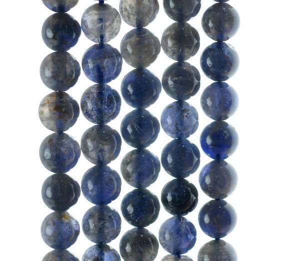 8-9mm Bermudan Blue Iolite Gemstone Grade Ab Round Loose Beads 7 Inch Half Strand (90142965-832)