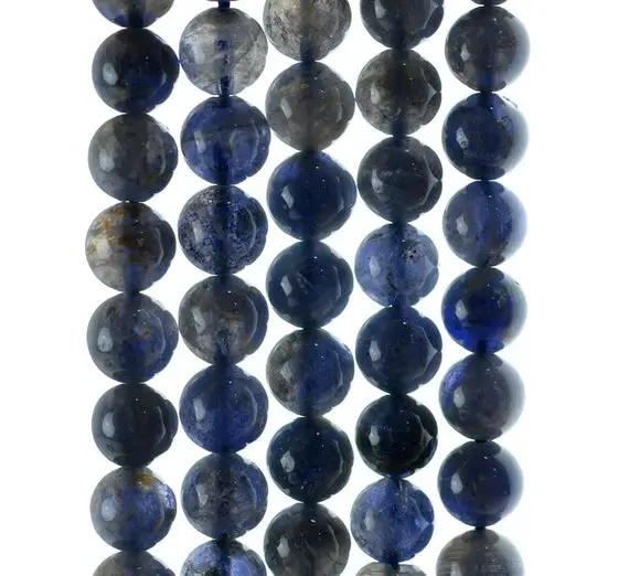 9-10mm Bermudan Blue Iolite Gemstone Grade Ab Round Loose Beads 7 Inch Half Strand (90186108-832)