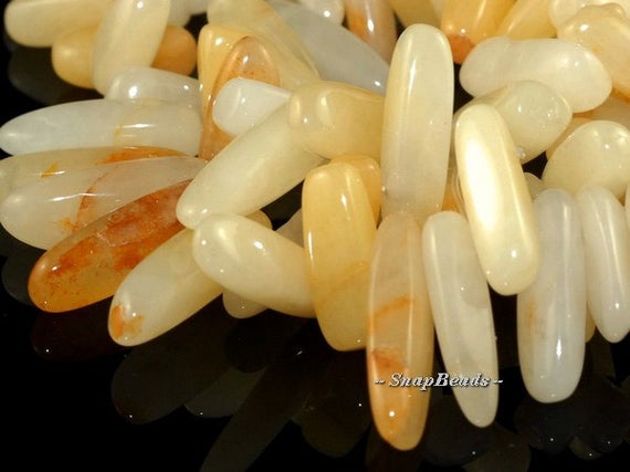 Golden Honey Jade Gemstones Stick Pebble Chip 23x8mm Loose Beads 7.5 Inch Half Strand (90108505-106)