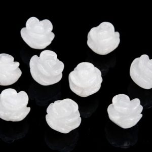 Shop Jade Beads! 5 Beads White Jade Handcrafted Beads Rose Carved Genuine Natural Flower Gemstone 8MM 10MM 14MM Bulk Lot Options | Natural genuine beads Jade beads for beading and jewelry making.  #jewelry #beads #beadedjewelry #diyjewelry #jewelrymaking #beadstore #beading #affiliate #ad