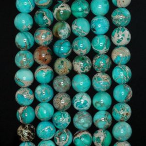 Shop Jasper Round Beads! 4mm Sea Sediment Imperial Jasper Gemstone Grade AA Turquoise Blue Round Loose Beads 15.5 inch Full Strand (90184458-357) | Natural genuine round Jasper beads for beading and jewelry making.  #jewelry #beads #beadedjewelry #diyjewelry #jewelrymaking #beadstore #beading #affiliate #ad