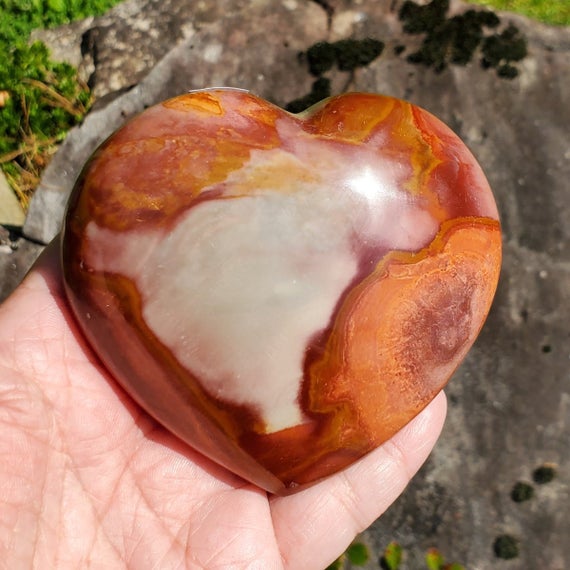 Polychrome Jasper Crystal Stone Heart, Jasper Heart Stones, Desert Jasper, Mother Earth Healing Crystal, Calming And Centering Stone