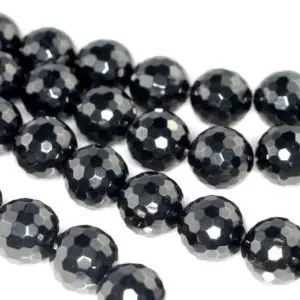 Shop Jet Beads! 11-12mm Black Jet Gemstone Organic Micro Faceted Round Loose Beads 7 inch Half Strand (90186121-882) | Natural genuine faceted Jet beads for beading and jewelry making.  #jewelry #beads #beadedjewelry #diyjewelry #jewelrymaking #beadstore #beading #affiliate #ad