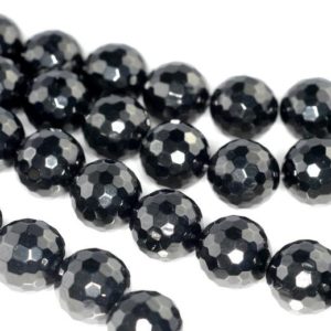 Shop Jet Beads! 13mm Black Jet Gemstone Organic Micro Faceted Round Loose Beads 7.5 inch Half Strand (90186122-882) | Natural genuine faceted Jet beads for beading and jewelry making.  #jewelry #beads #beadedjewelry #diyjewelry #jewelrymaking #beadstore #beading #affiliate #ad