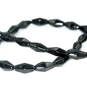 Shop Jet Beads! 13x6mm Black Jet Gemstone Bicone Tube Hexagon Loose Beads 16 Inch Full Strand (90186899-825) | Natural genuine faceted Jet beads for beading and jewelry making.  #jewelry #beads #beadedjewelry #diyjewelry #jewelrymaking #beadstore #beading #affiliate #ad