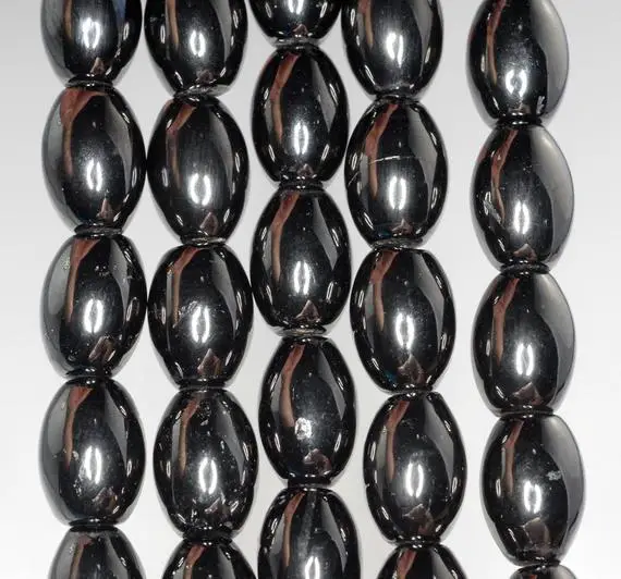 14x10mm Black Jet Gemstone Organic Barrel Drum Loose Beads 16 Inch Full Strand (90186902-885)
