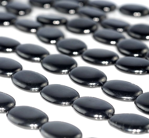 20x15mm Black Jet Gemstone Organic Oval Loose Beads 16 Inch Full Strand (90186919-886)