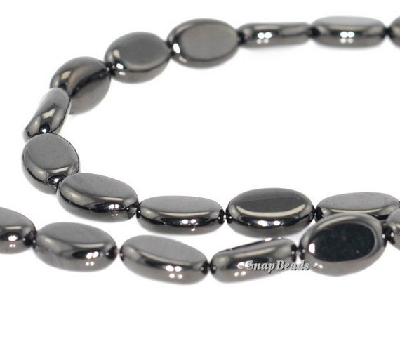 Organic Black Jet Gemstone Black Oval 12x8mm Loose Beads 7.5 Inch Half Strand (90146538-152)