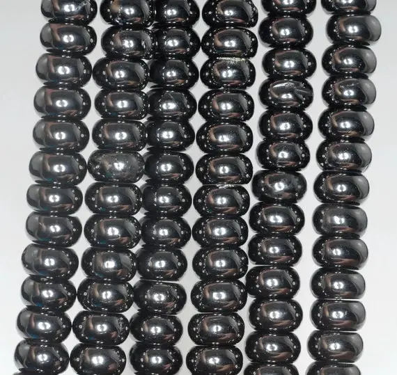 8x4-8x5mm Black Jet Gemstone Rondelle Loose Beads 16 Inch Full Strand (90186888-824)